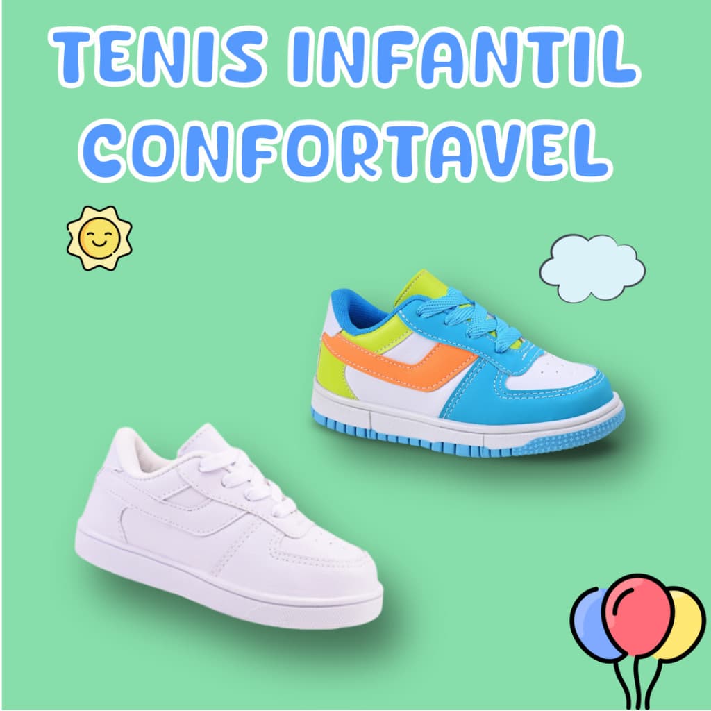 Kit 2 Tênis Infantil Menino Branco e Azul Celeste Duravel DukKids