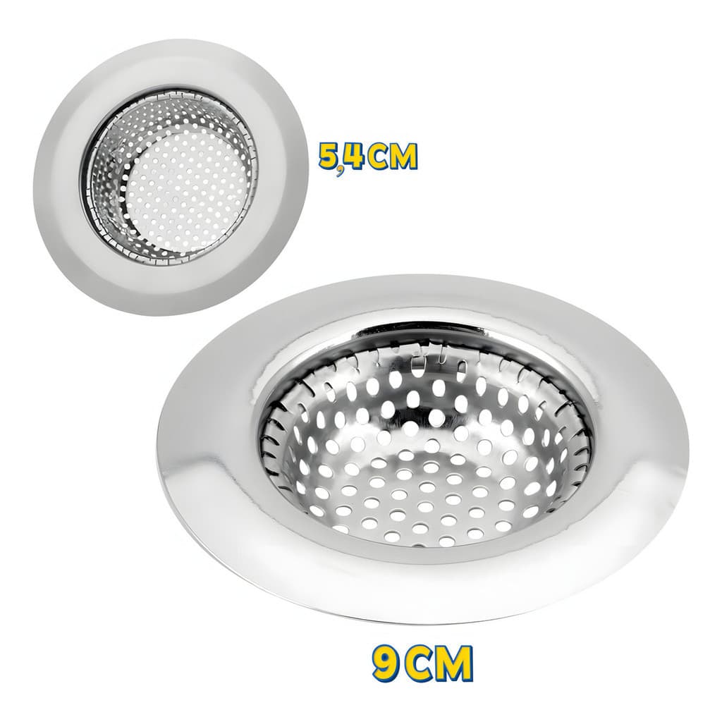 Kit 02 Ralo De Pia Cozinha 9,0cm E Banheiro 5,4cm Aço Inox Lavabo, Tanque e Pia