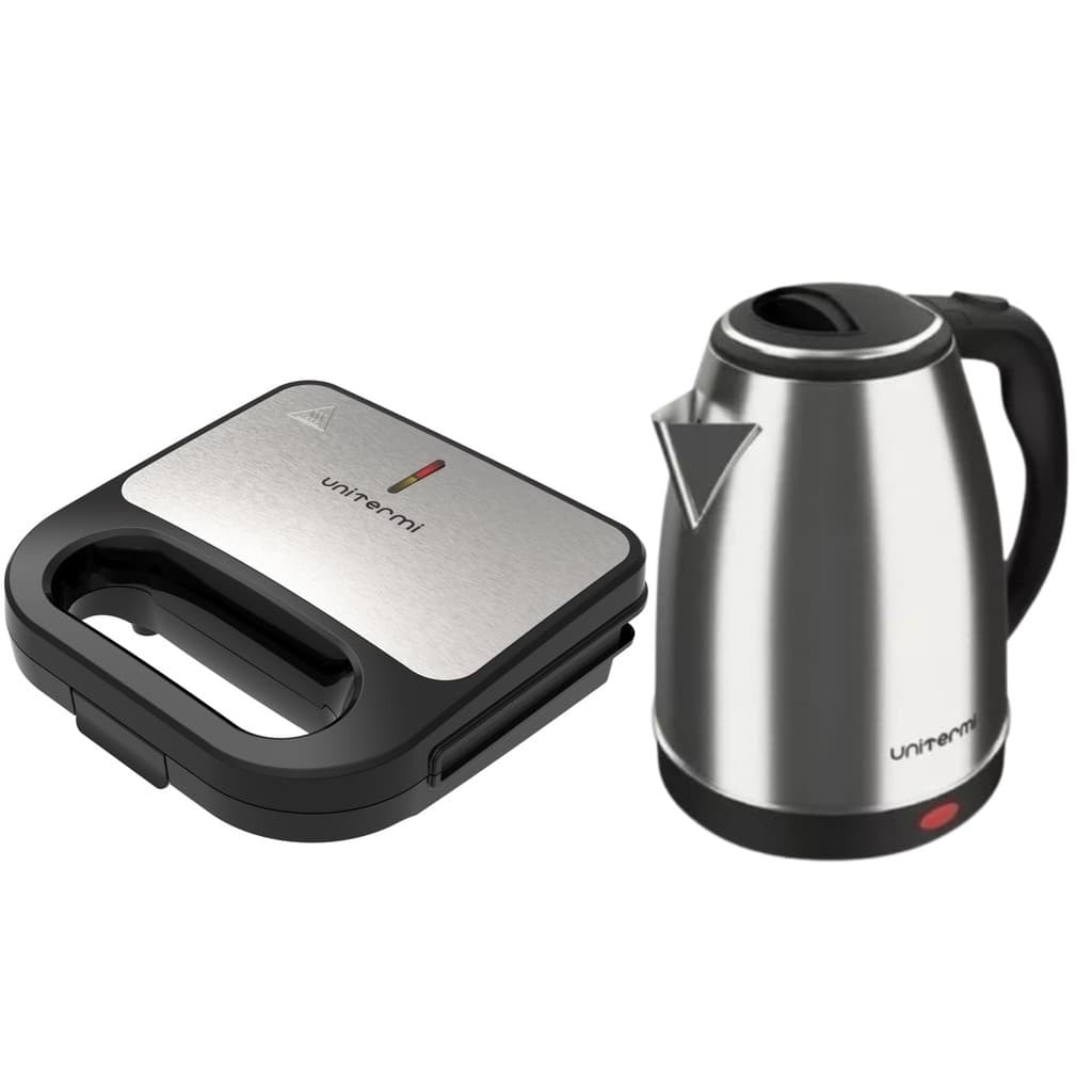 Kit Sanduicheira Inox + Chaleira 1,8l Elétrica Unitermi