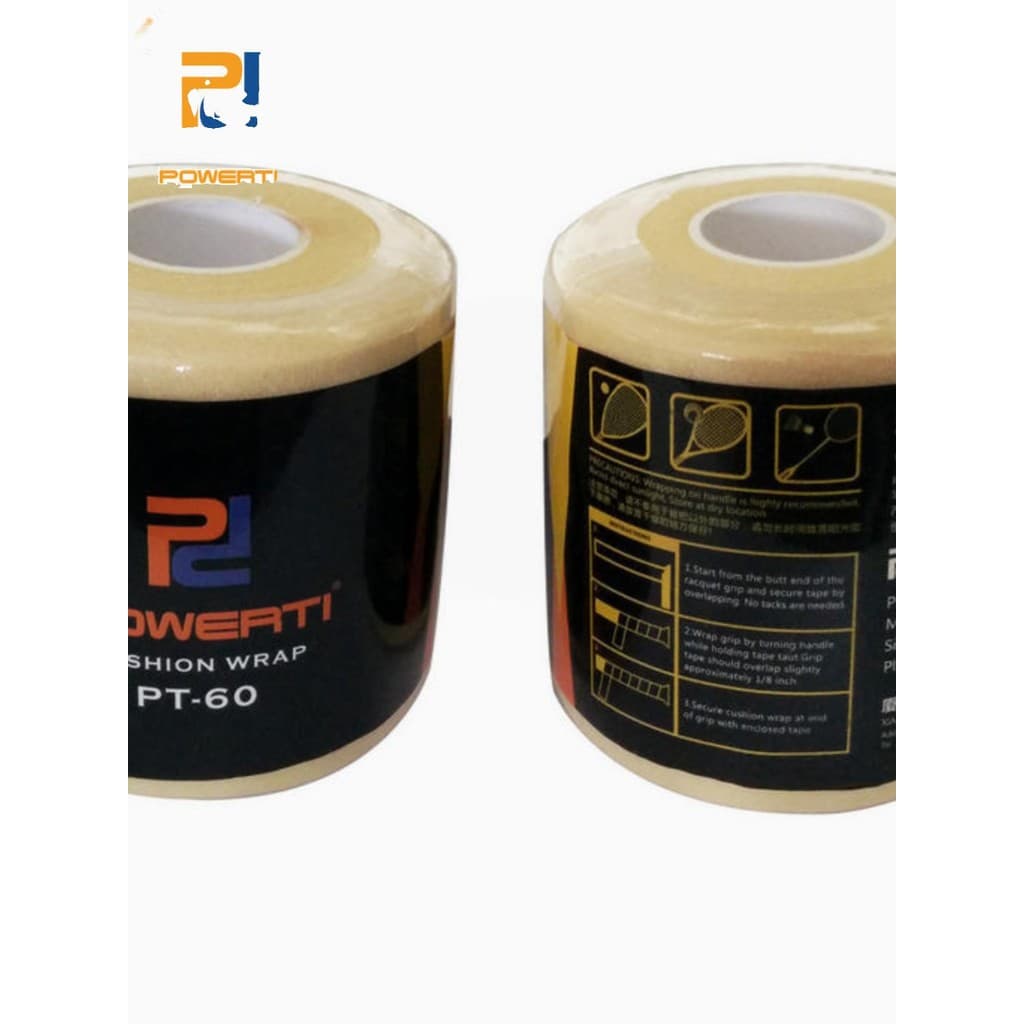 PowerTi raquete de Badminton raquete de tênis Squash alça absorvente de suor com filme absorvente de choque
