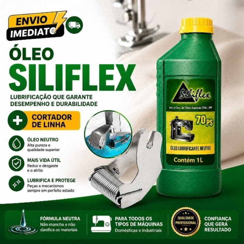 Kit Profissional Oleo Lubrificante 1L Maquina de Costura + Cortador de Linha Reta