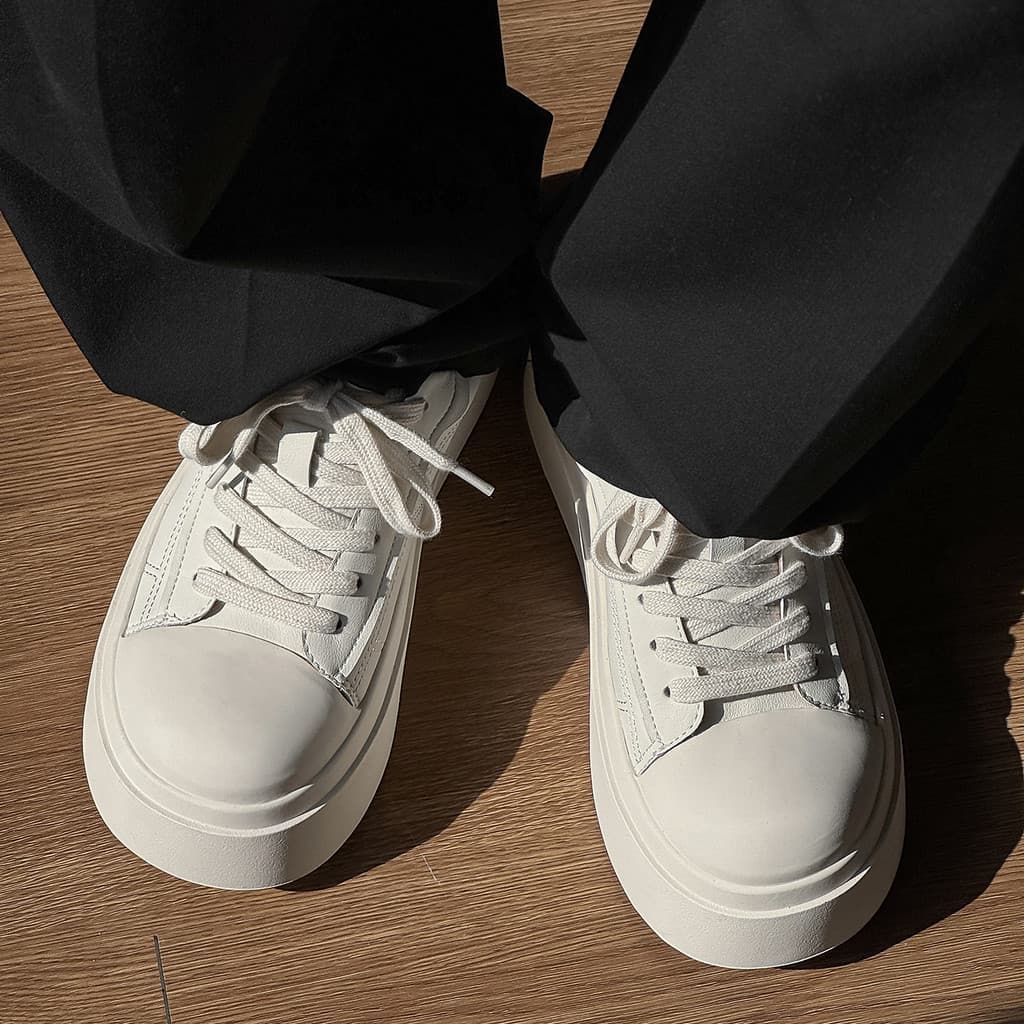 Lin Xiansen Tênis Masculino Na Moda Casual Sola Grossa Aumentada All-Match Respirável Sapatos Brancos Masculinos Lace-Up