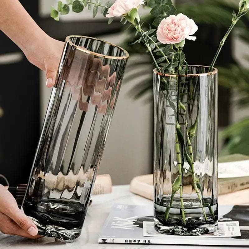Japão preferido reto transparente vaso luz luxo vaso de vidro água-levando fortuna bambu lírio flor recipiente decoração