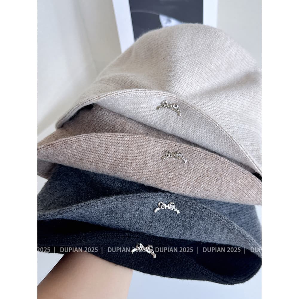 Senhoras japonesas dobradas borboleta fivela balde chapéu feminino outono inverno lã misturada chapéu de malha moda bald