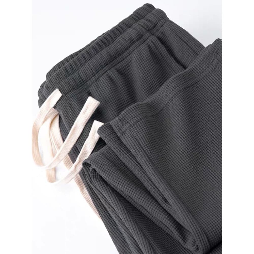 Waffle primavera verão calças masculinas Drape em linha reta calças casuais cor sólida multicolorido calças soltas cintu