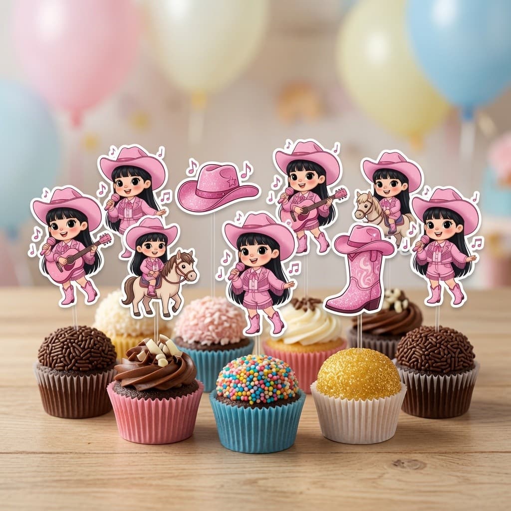 ENVIO 24H Topo de docinhos boiaderinhaTopper doce personalizado palitinho personagem tema Boiadeira Ana Castela