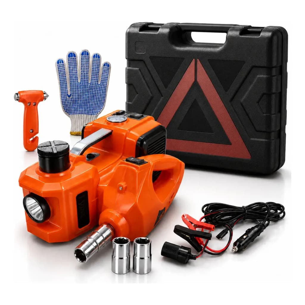 Kit Macaco Hidráulico Elétrico Portátil Multifuncional Carro com Chave de Impacto