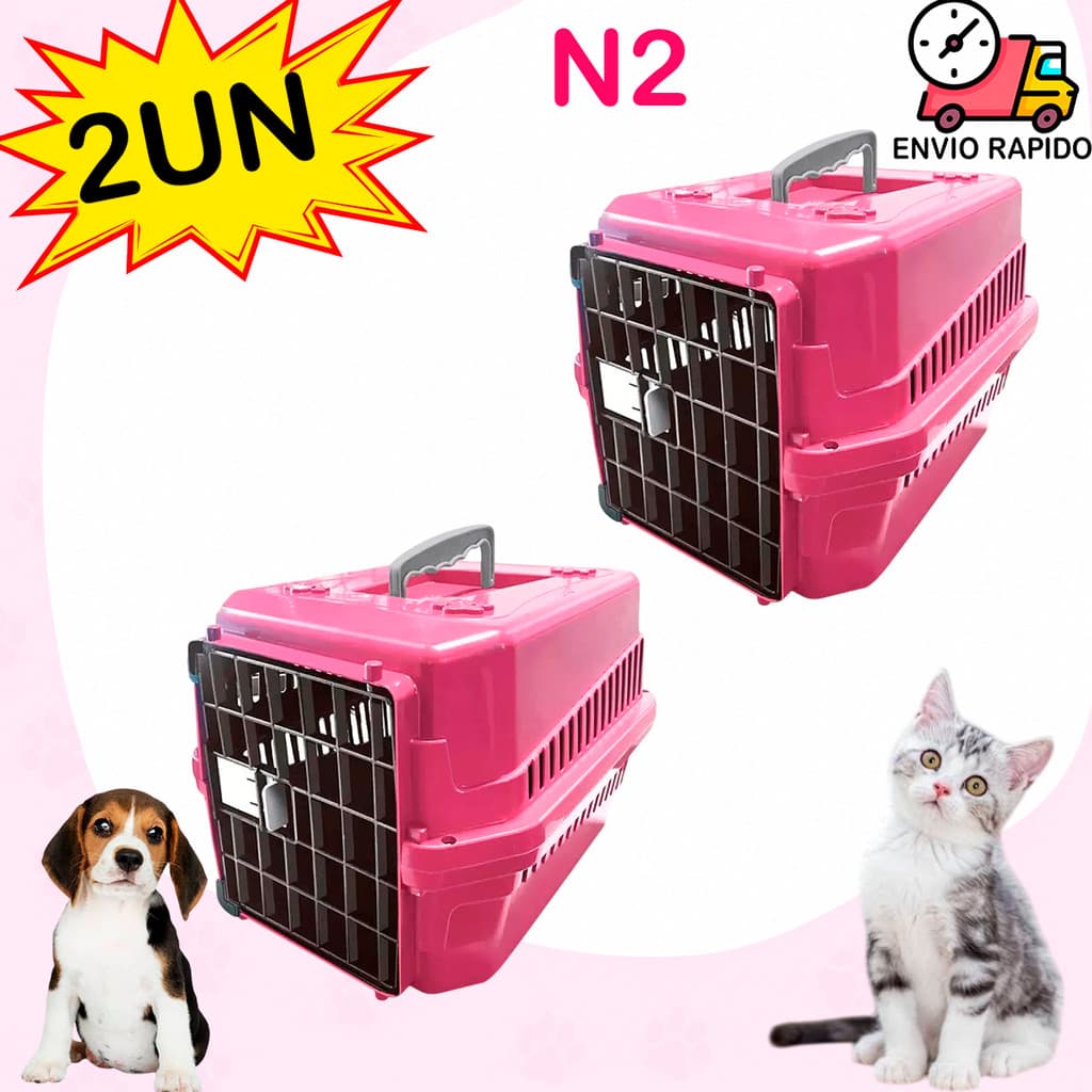 Caixa De Transporte Transportadora Para Cães Gatos Cachorros Pet Confortável 2 Unidades N2