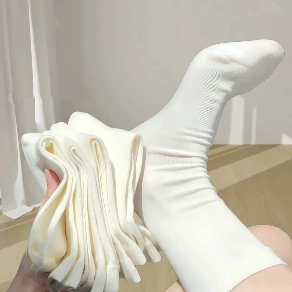 Pilha meias femininas primavera outono meados de tubo meias de algodão com pequenos sapatos de couro outono inverno meia