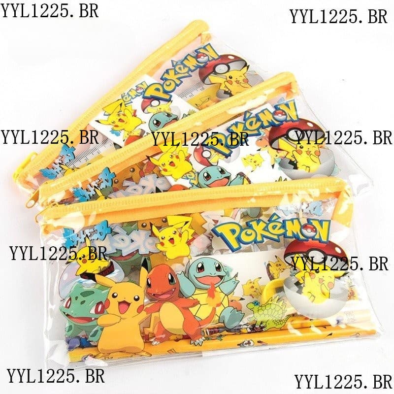 5/1Pcs Anime Pokemon Pikachu Conjunto De Bolsas De Papelaria Para Estudantes Presente De Aniversário