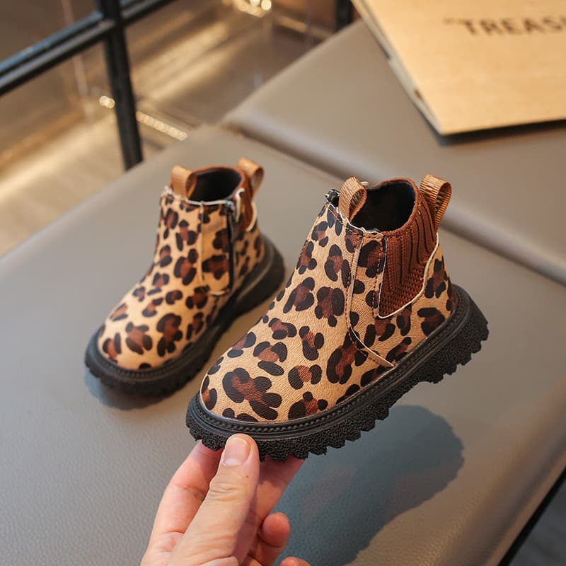Leopardo impressão moda Martin botas crianças botas curtas botas de couro casuais estilo britânico 2026 outono inverno n