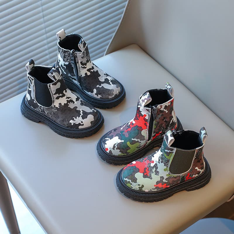 Crianças Martin botas camuflagem botas de cigarro 2025 outono novo estilo meninas botas curtas meninos casuais botas úni