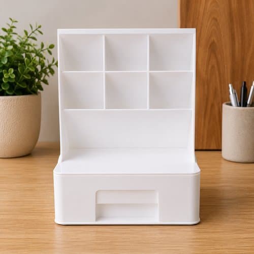 Organizador Multiuso Mesa Branco Pratico Funcional Versatil Escritorio Estudo
