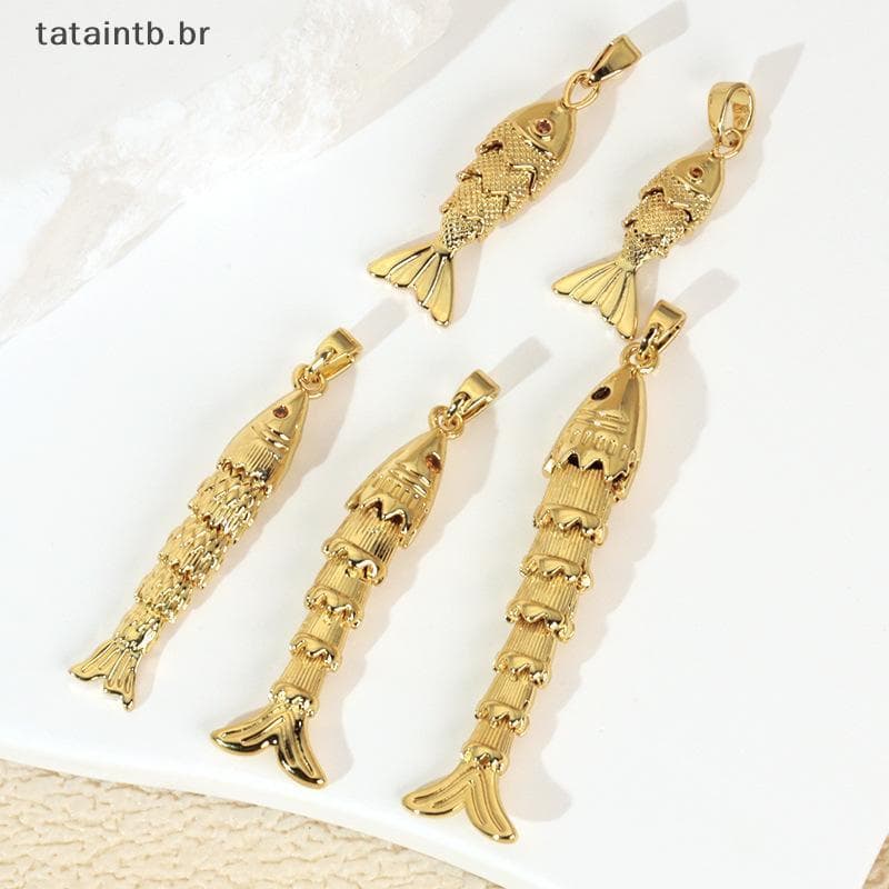 [TaTa] Pingente De Cobre Banhado A Ouro Balançando DIY Feito À Mão Koi Fish Goldfish Brinco Nelace Pulseira Acessórios J