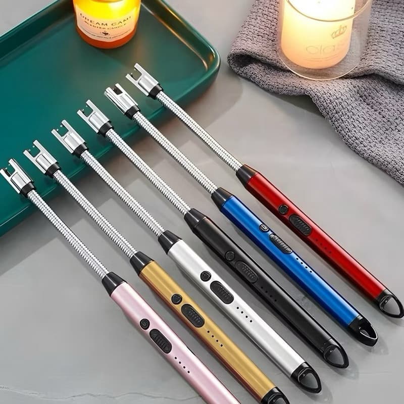 Acendedor Elétrico USB Recarregável de Plasma com Haste Flexível 360° para Fogão Vela Churrasqueira e Camping