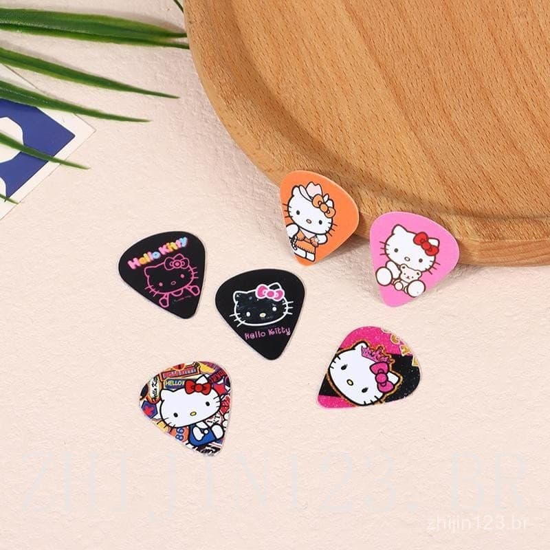 10 Peças Palhetas de Guitarra Kawaii Sanrio Série Hello Kitty Suaves Acessórios para Instrumentos de Guitarra Baixo E
