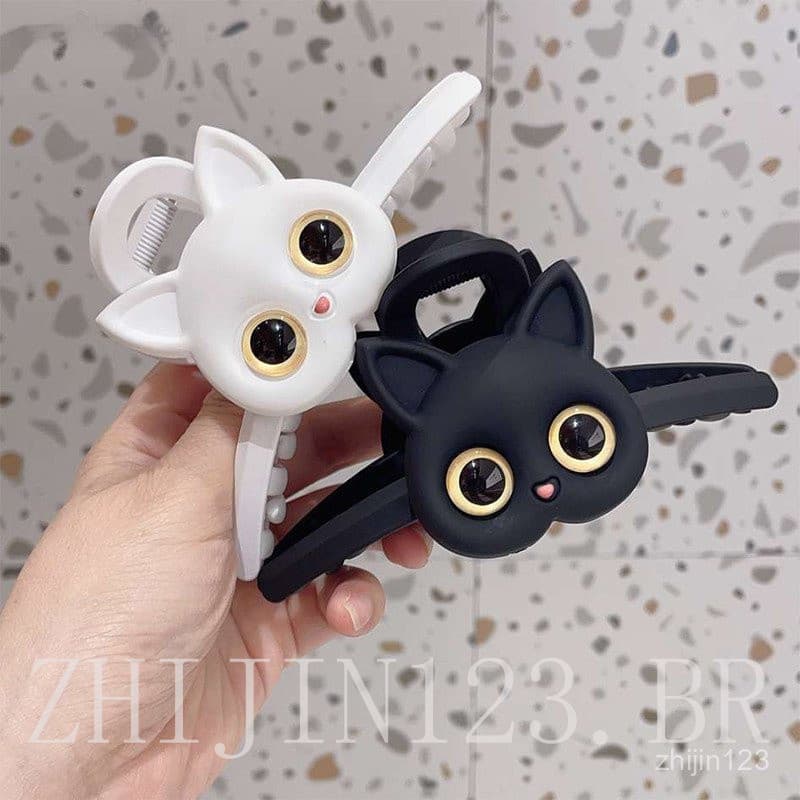 Novo e Elegante Clipe de Cabelo de Acrílico com Design de Gato Fofo para Rabo de Cavalo e Banho NDHC