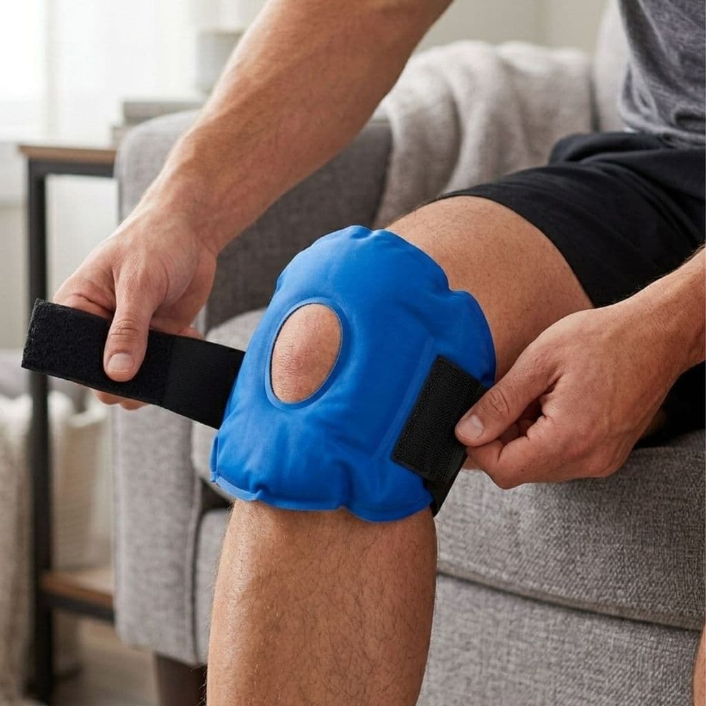 Compressa Bolsa De Gel Joelho Térmica Quente e Fria com Velcro Alívio para Dor e Relaxamento
