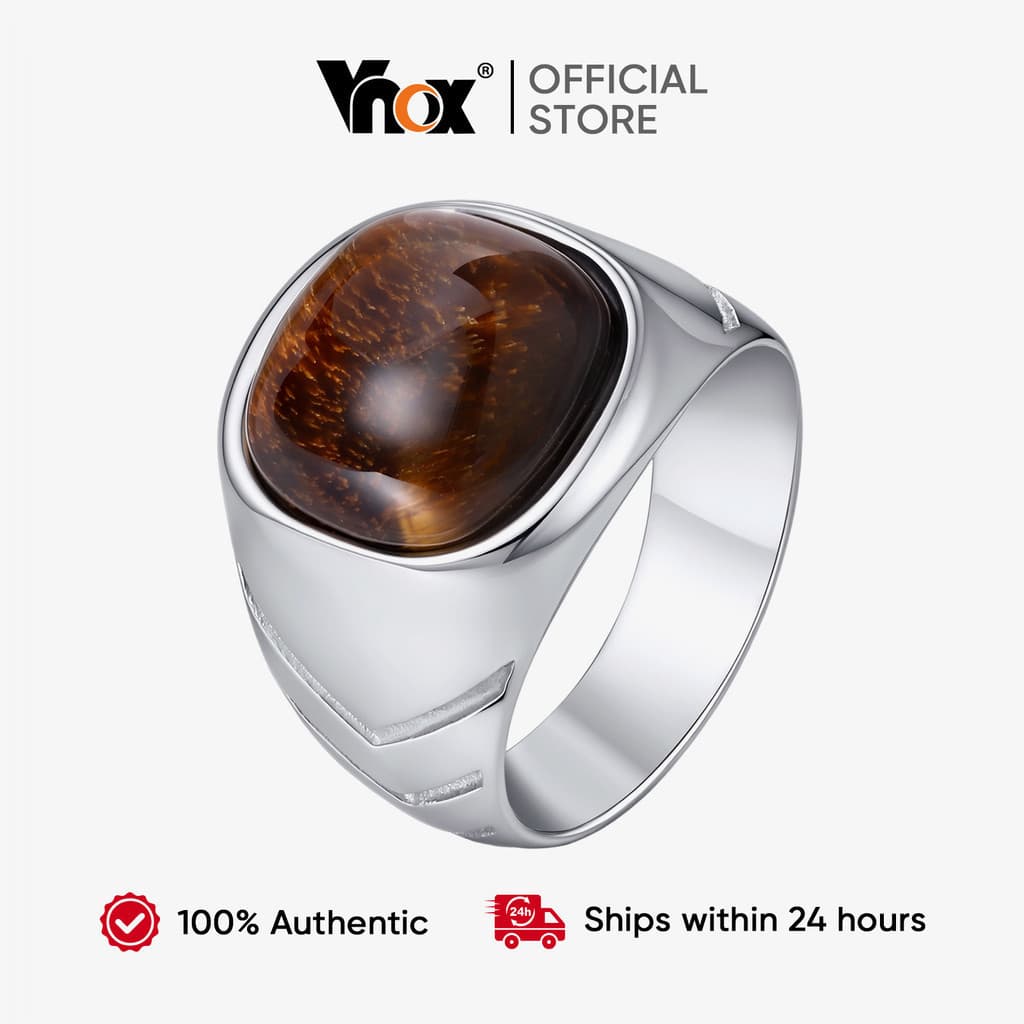 Anel de Sinete Masculino Vnox com Pedra, Aço Inoxidável, Antialérgico, Estilo Punk Vintage, Joia Personalizada DJMX