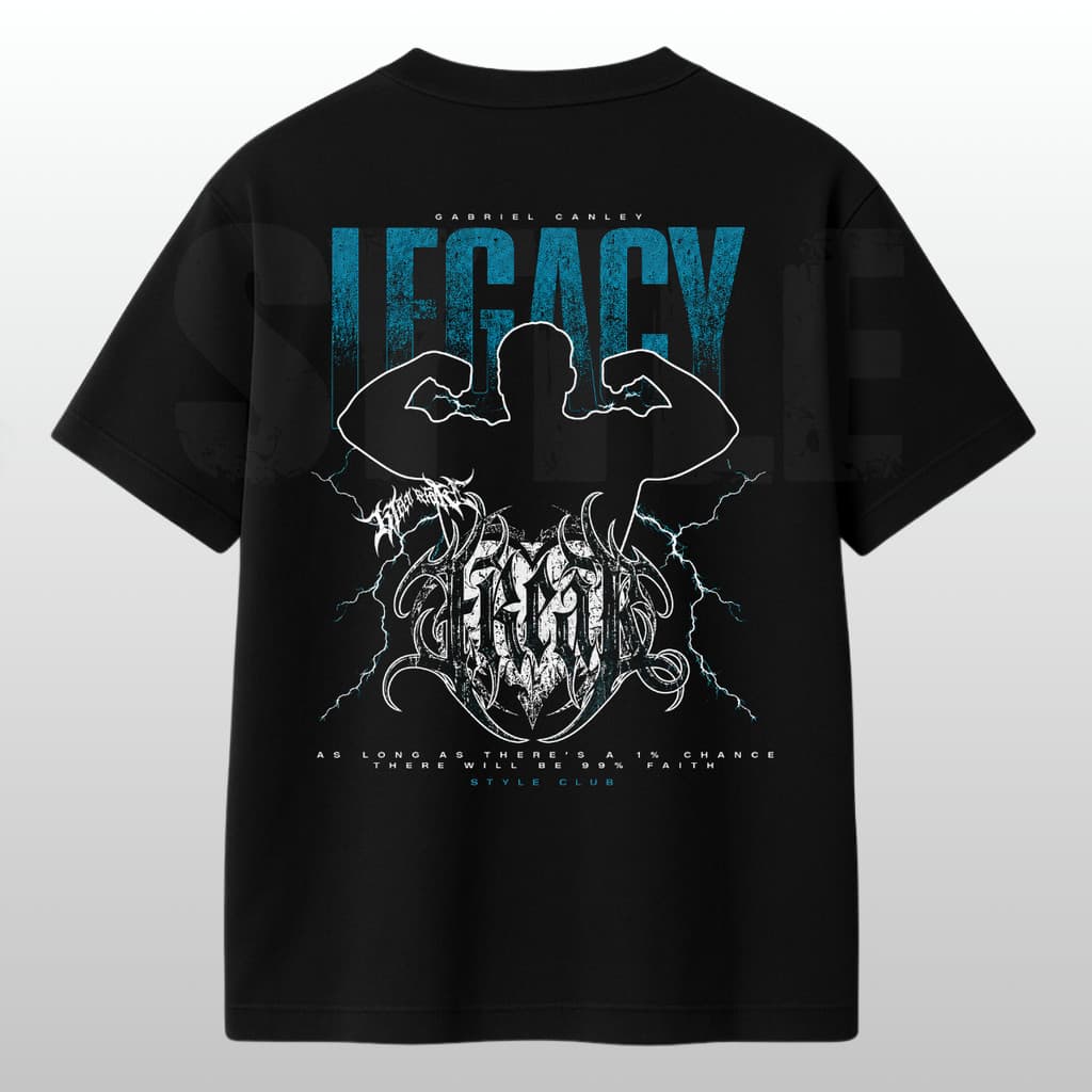 Camiseta Oversized Legacy Ganley Treino Pesado Academia Modelo Streetwear Masculino e feminina Camisa 100% Algodão