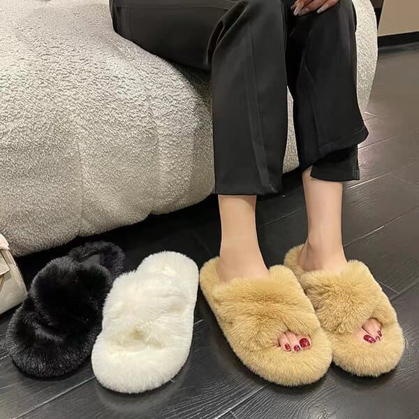 | slippers | ⚘Chinelos peludos femininos desgaste exterior 2024 novo estilo versão coreana ins sapatos da moda outono in