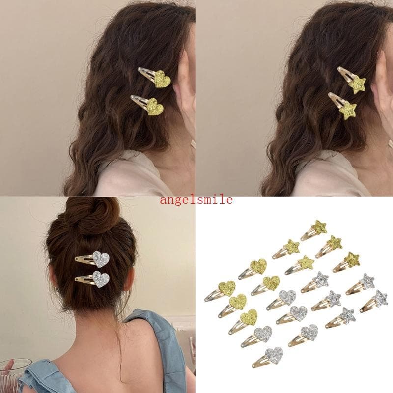 Melhor Cor Grampos Cabelo Conjunto 5 Pçs Diversão Estrela Coração Hairclip Headpiece Ótimo P