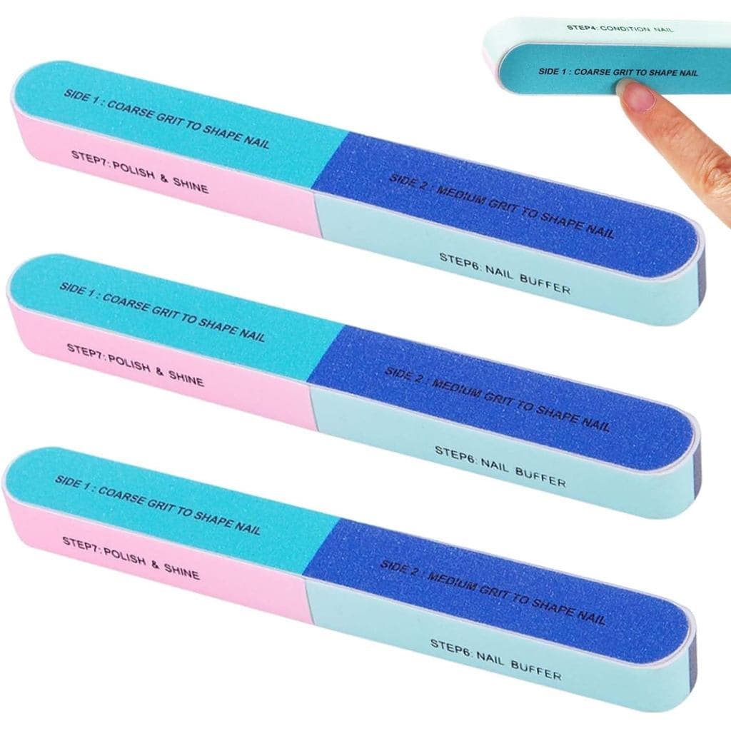 Conjunto profissional de 7 peças: Bloco polidor de unhas - Lixa de diamante de dupla face - Bloco de polimento para unha