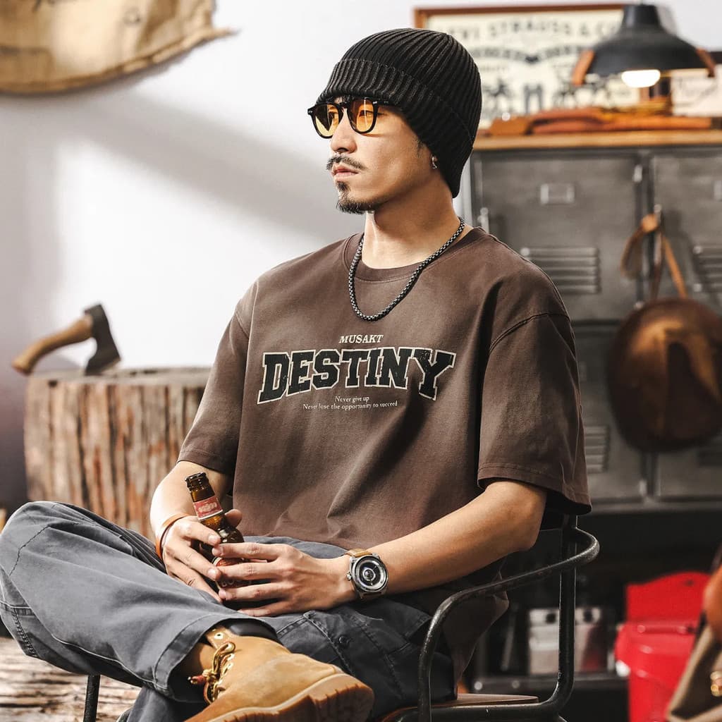 Camiseta Retro estilo americano 260g gradiente tingido camiseta de manga curta masculina verão na moda All-Match Casual