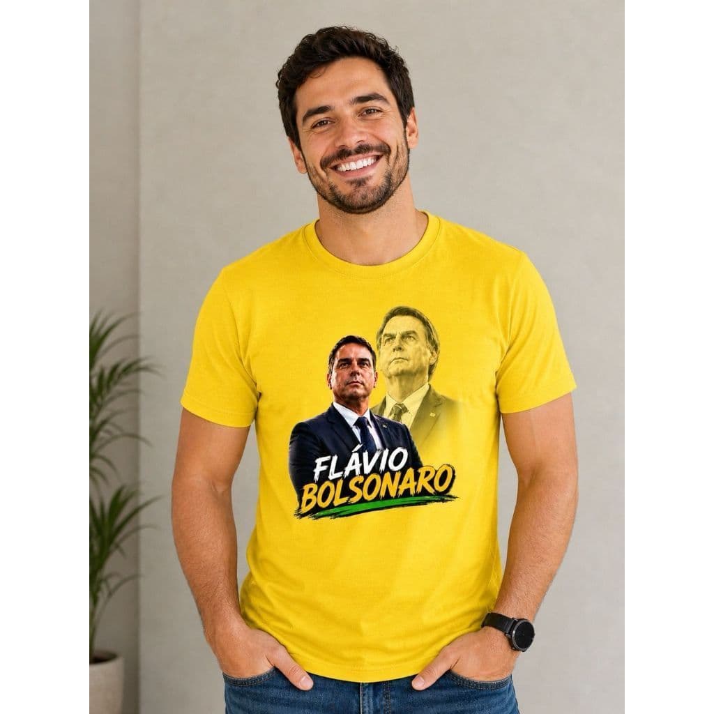 Camiseta Camisa Flávio Bolsonaro Casual Algodão Estampa Oferta Brasil