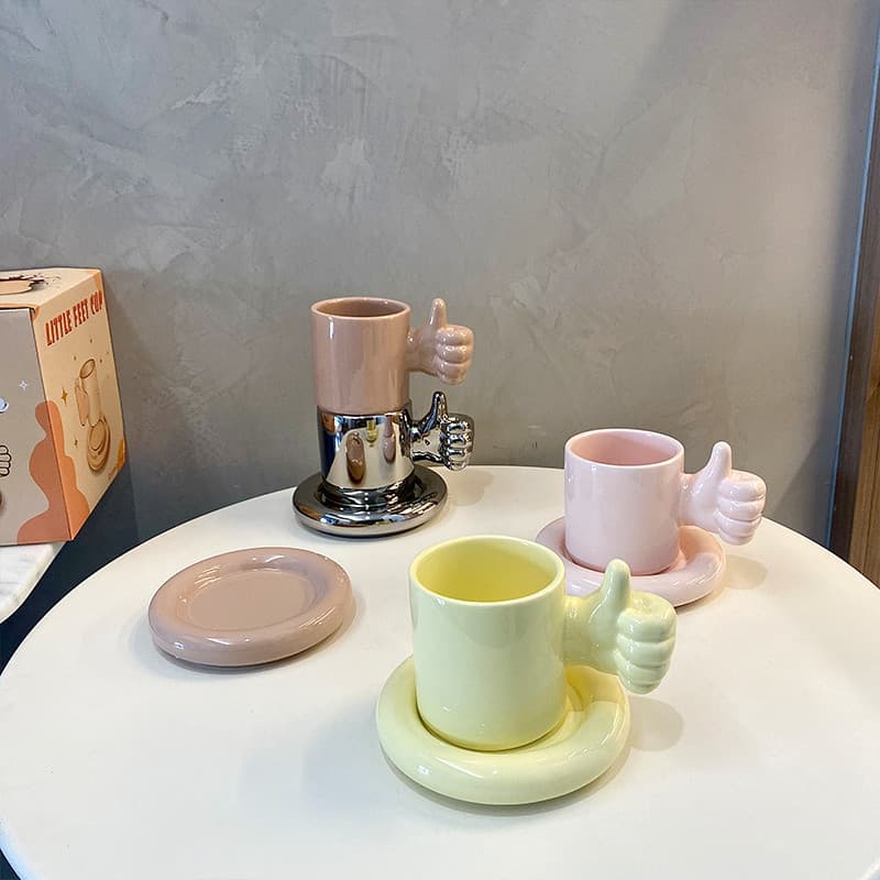 Você é a melhor/Excelente caneca polegar como cerâmica xícara de café pires caixa de presente presente de ano novo