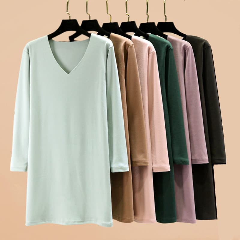 Outono inverno alemão veludo pijamas de manga comprida senhoras forro de lã fino solto Loungewear com decote em V camiso