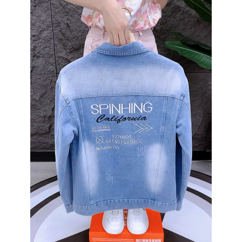 2026 primavera outono novo estilo jaqueta jeans masculina Casual jaqueta jeans bordado estilo fino bonito topo masculino