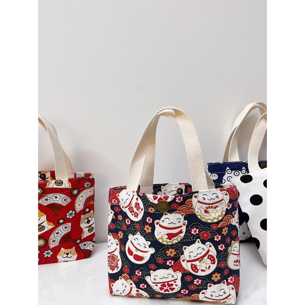 Bolsa de lona feminina pequena bolsa do telefone móvel dos desenhos animados japoneses saco do telefone móvel mão transp