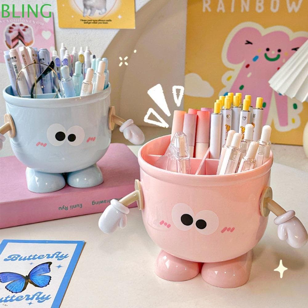 Suporte Para Caneta BLING , De Armazenamento De Mesa Multiuso De Plástico , Organizador Multifuncional De Desenho Animad
