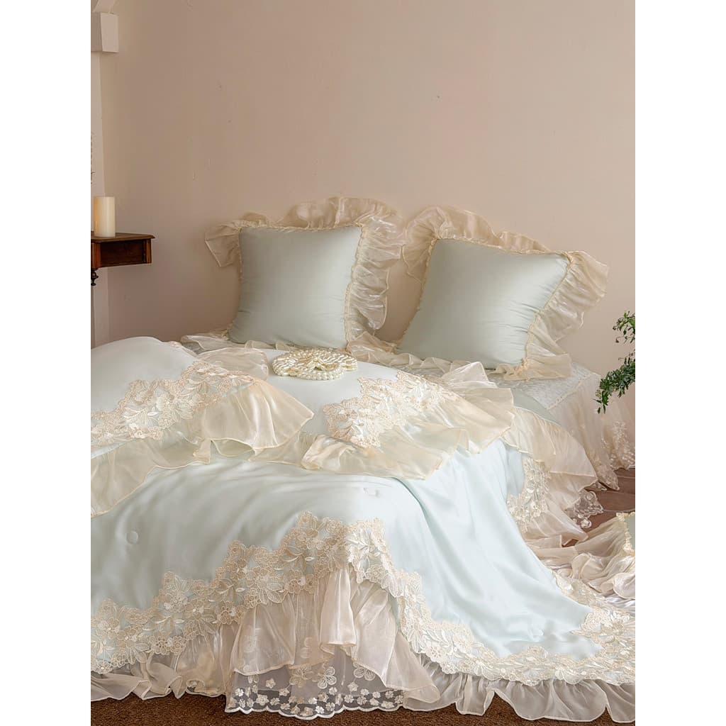 Francês Tencel legal verão legal colcha capa de cama conjunto de quatro peças estilo princesa renda ar condicionado colc