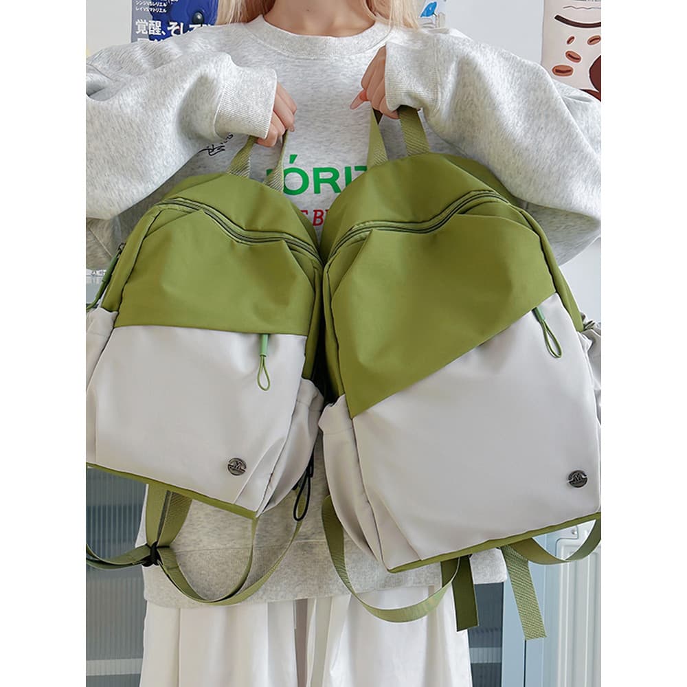Contraste cor grande capacidade estudante masculino All-Match ao ar livre portátil pequena mochila japonês simples júnio