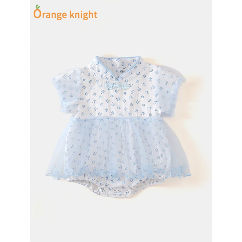 Feminino bebê princesa vestido peido envoltório 2025 estilo fino verão bebê recém-nascido Puff manga gaze saia moda esti