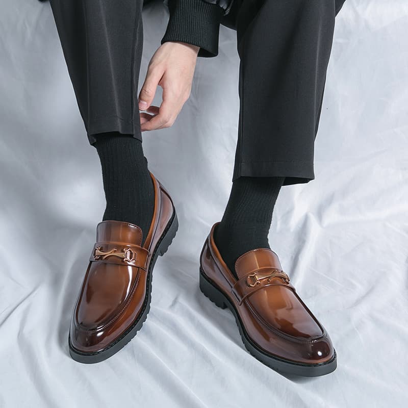 Sapatos De Couro Masculinos De Superfície Macia Sola Macia Britânica Na Moda Interna Aumentando Sapatos Casuais De Ervil