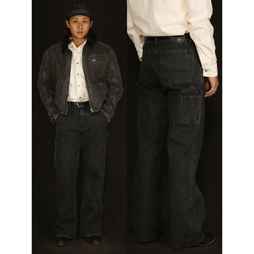 Conjunto de vestido Zhufan série antiga 13.6 OZ tingido desgastado B11 calças soltas retas para registro MBBCAR estreito