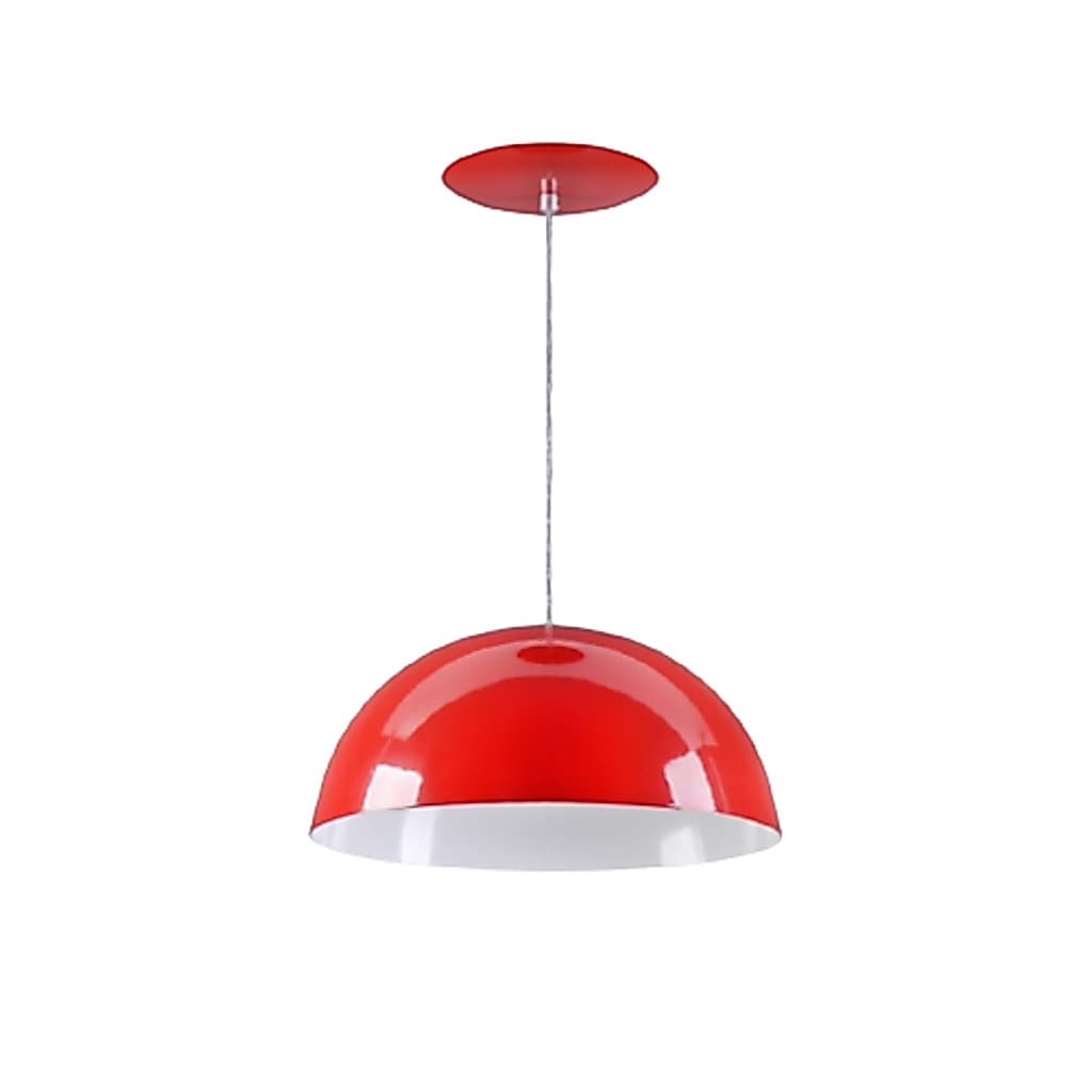 Pendente Meia Lua 30cm Vermelho Branco Kit1 Iluminação Interna Moderna Estilo Minimalista Elegante