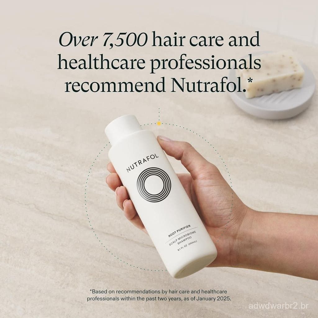 Shampoo Nutrafol, Limpa e Hidrata Cabelo e Couro Cabeludo, Melhora o Volume, Força e Textura do Cabelo, Formulado por Mé