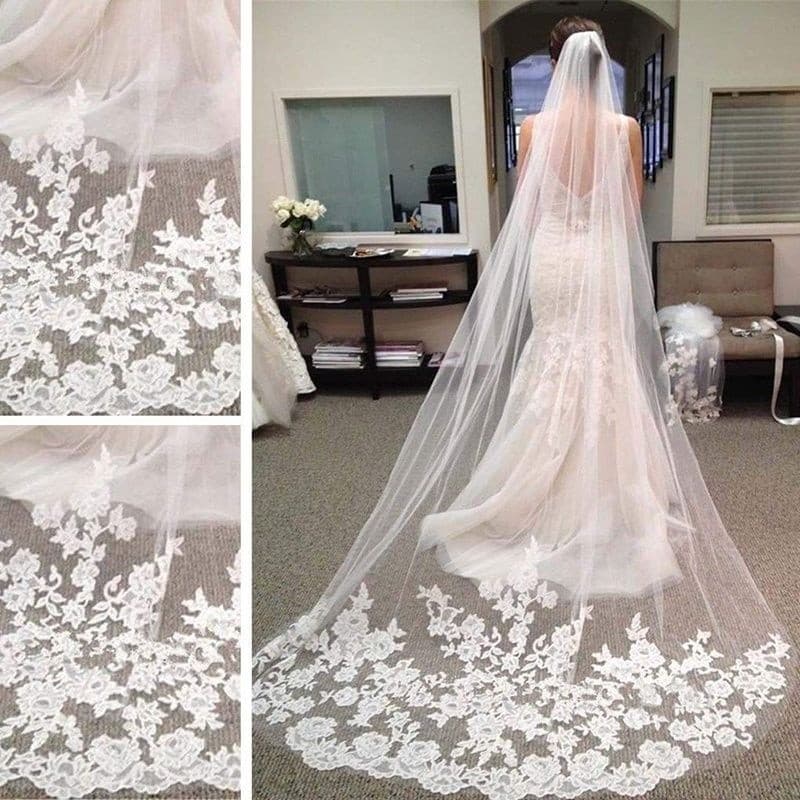 Véu Feminino Estilo Coreano para Viagens e Fotografia, Super Longo, Macio, Luxuoso para Noivas, Casamento RPHG 3941