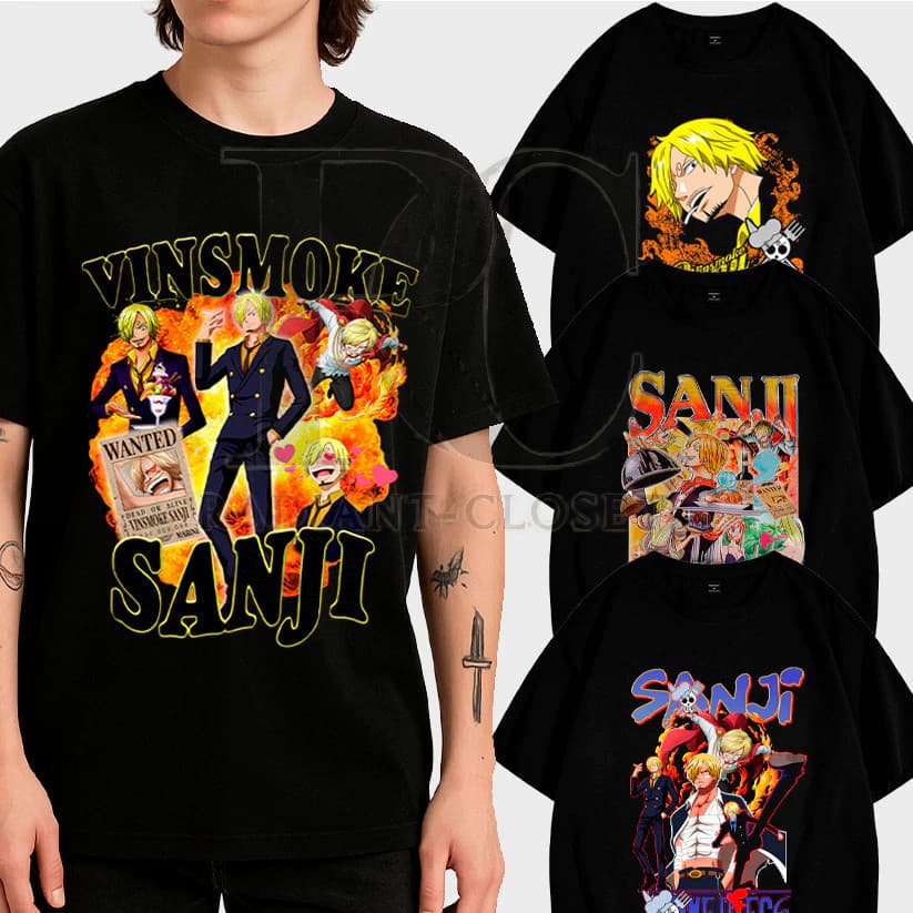 Camiseta Básica Anime One Piece Sanji Camisa 100% Algodão Streetwear Temos Plus Size Lançamento - Envio Rápido