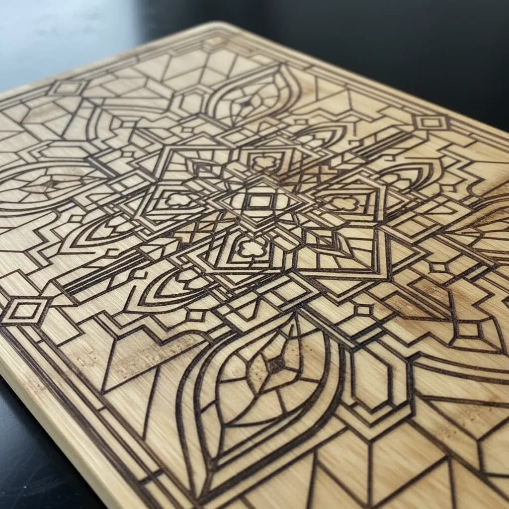 Tábua de Bambu Mandala Vitral Geométrica