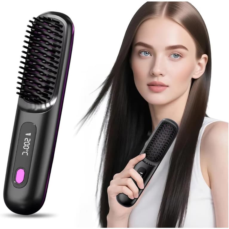 Alisador De Cabelo Com Display LCD , Carregamento USB Sem Fio , Mini Dispositivo Portátil De Viagem Para Uso Doméstico