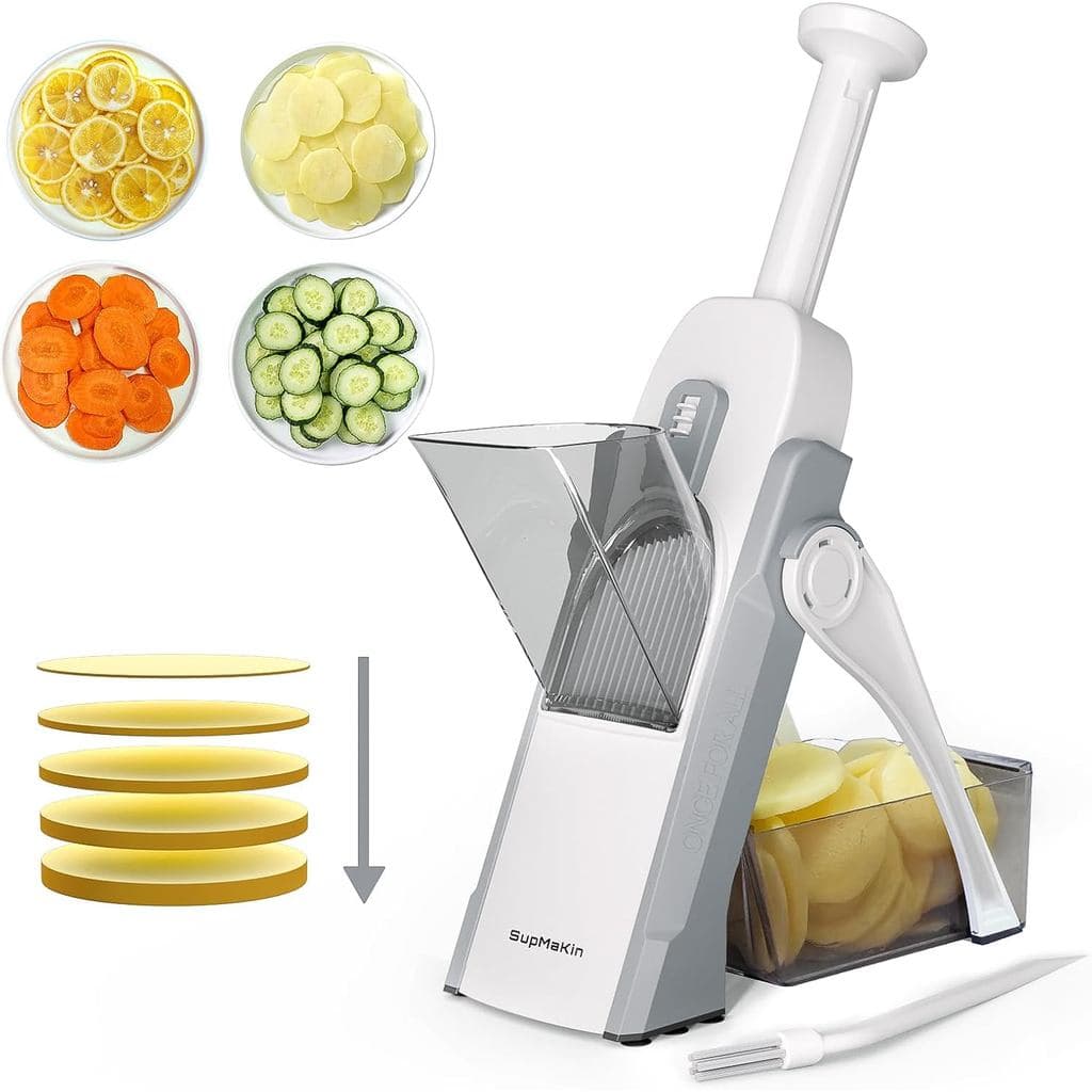 SupMaKin Mandoline Segura para Cozinha, Cortador de Batatas para Chips, Cortador de Vegetais e Alimentos, Espessura Ajus