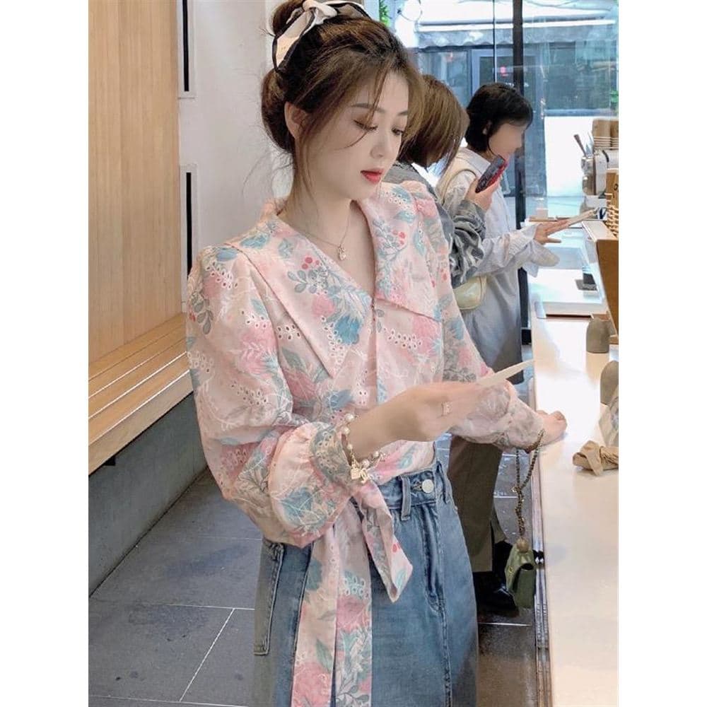 Camisa de Chiffon feminina verão estilo fino 2022 novo estilo francês doce primeiro amor moda pequena camisa estilo curt
