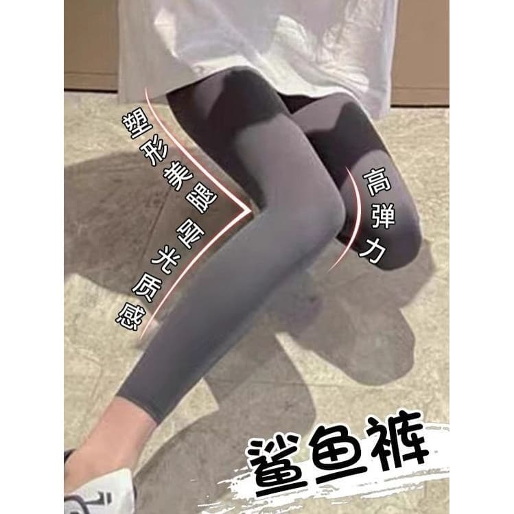 Leggings de pele de tubarão roupa exterior feminina primavera verão estilo fino Hip-Lifting cintura alta abdômen-estreit