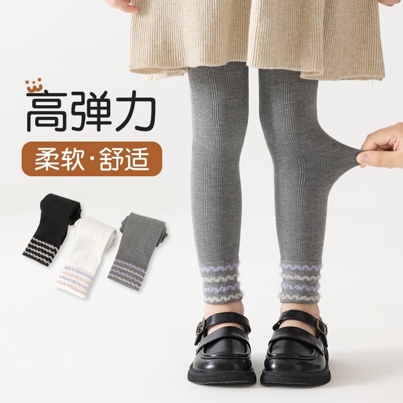 Crianças leggings primavera outono novo estilo meninas puro algodão arco-íris listrado meia-calça outono inverno branco