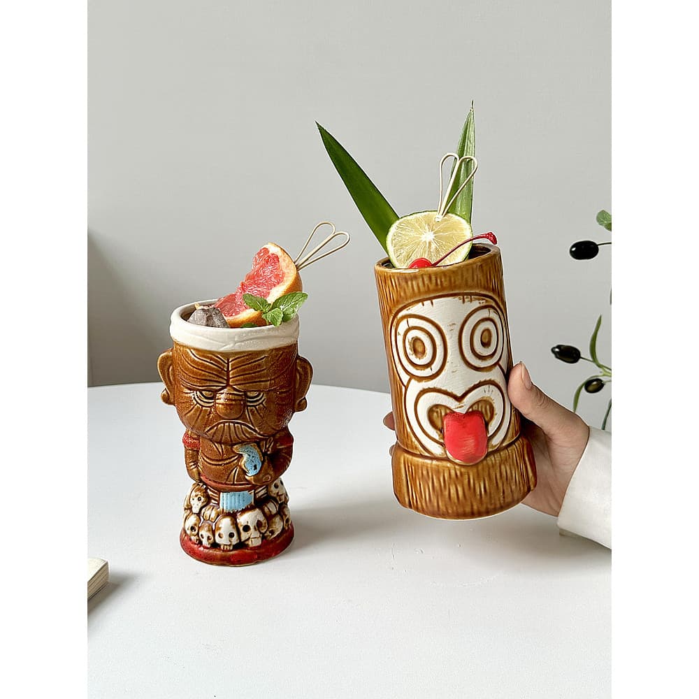 Forma engraçada havaí tiki vidro tiki vidro criativo Cocktail vidro cerâmica copo de vinho zumbi crânio influencia